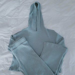 Old Navy Pale Green Ribbed Knit Hoodie 2-Piece Set 6-7 (Small)